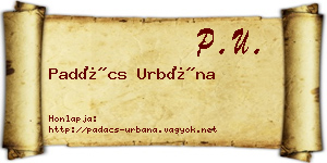 Padács Urbána névjegykártya
